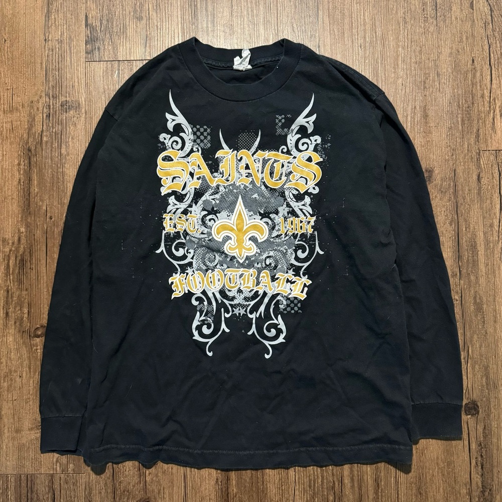 Black and Yellow New Orleans Saints baggy long sleeve y2k design shirt
